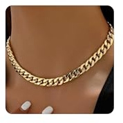 Dabovos Cuban Link Chain Necklace for Women 18K Gold Plated Thick Chain Necklaces Dainty Chunky Chain Choker Necklaces Jewelry Gifts