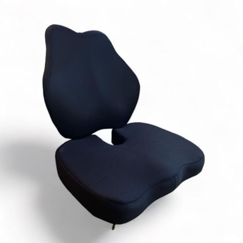 Inphysio - 2er Set: Sitzkissen & Rückenkissen Ergonomisch - Stuhlkissen - Lendenkissen - für Schreibtisch, Home Office, Büro - Unterstützung für Wirbelsäule - 45x41x10,5 cm / 45x35x7 cm