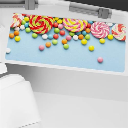 Gaming Mauspad XXL Obst Lebensmittel Mousepad Groß 900x400x2mm Verlängertes Großes Schreibtischauflage mit rutschfeste Basis und genähte Kante für PC, Laptop