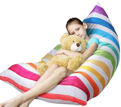 Sonhomay Fodera per poltrona a sacco a forma di grande triangolo, per organizzare solo giocattoli di peluche