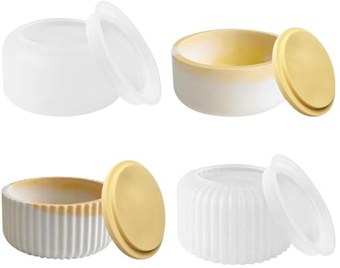 2er Set Silikon Kerzenhalter mit Deckel,10,8x5,3cm–Flexible Gießformen | für Handgemachte Kerzen, Harz Blumentöpfe & Deko Projekte