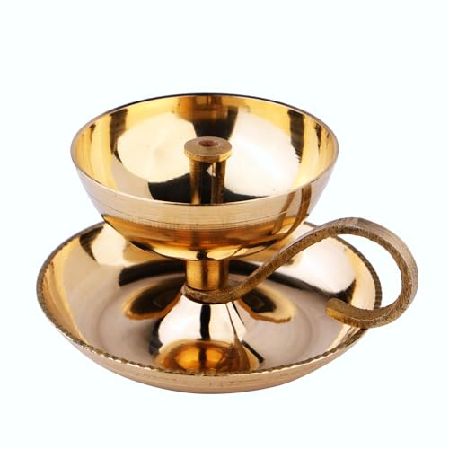 Indische Öllampe, traditionelle Messing-Tief-Diya mit Sockel, Diwali-Pooja-Lampe, Akhand-Diya (1)
