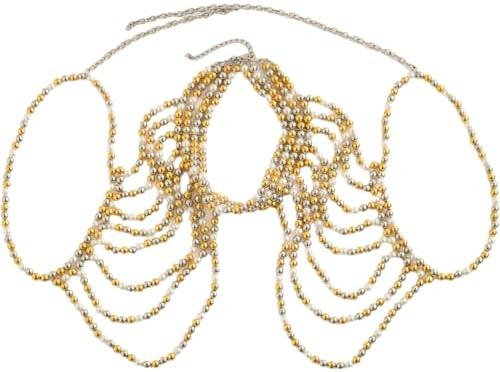 Muteitt Catena a Tracolla con di Perle, Catena per Il Corpo con Perle Collana a Strati con Perline di Perle Collana con Catena per Il Corpo Gioielli per Il Corpo per Abito Sera