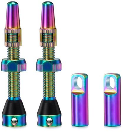 HZJD 2Piezas Válvula para Tubeless, neón, Tubeless Válvula de Aire Vástago Bicicleta(44 mm)