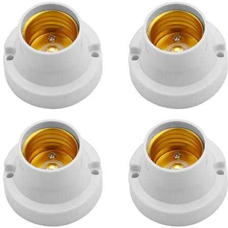 Powice 4 Stück Lampenfassung E27, E27 Fassung zum Anschrauben, Universal, Weiß