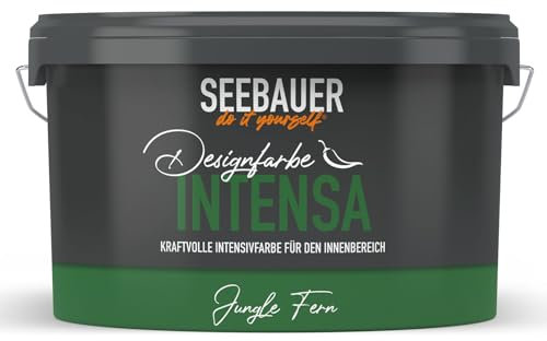 SEEBAUER diy Intensivfarbe INTENSA Grün 2,5L (Jungle Fern) Edelmatte Wandfarbe Dunkelgrün - Innenfarbe sehr hohe Deckkraft - Matt, Abwaschbar und Tropffrei