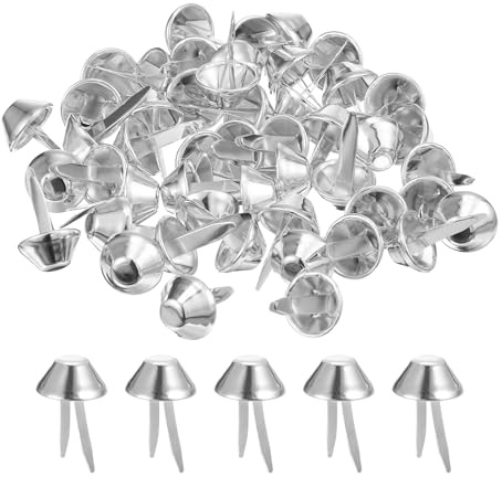 QUARKZMAN 50 Stück Taschenfüße Stud Spike Nieten für Leder, 12mm Bodennägel für Taschen Taschenkegelstollen Flache Metallspitzen Nietköpfe Ledernieten für Handtasche Kleidung, Silber
