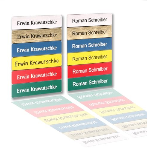 Dekolando Briefkastenschild Klingelschild 2 Stück Namensschild 5 Farben mit Name Nachname- 15mm x 60mm Selbstklebend für Briefkasten und Klingel Briefkastenschilder Namensschilder Türklingelschild