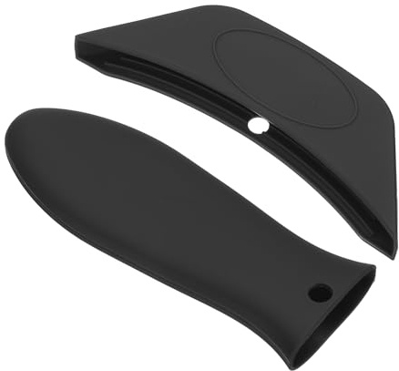 sourcing map 2 Pcs Silicone Assist Hot Pan Handle Holder Hot Skillet Handle Covers Pot Holder Sleeve Non-Slip Heat Resistant for Kitchen Pot Frying Pans Cookware (Black)