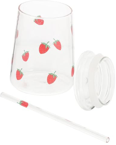 Alipis Taza De Transparente De Vidrio con Tapa Pajita Diseño De para Bebidas Calientes Taza De Vidrio para De Té