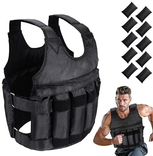 Weighted Vest 5Kg/10Kg/20Kg - Weighted Vest for Women & Men - Weight Vests - Body Weighted Jacket for Boxing, Cardio, Strength And Training - Durable Weighted Running Vest with Ironsand (5KG)