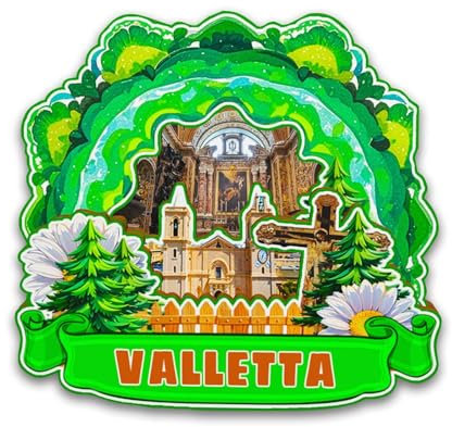 Orlybar Calamita da frigorifero in legno 3D della Valletta Malta, souvenir da collezione, decorazione fatta a mano, magnete per frigorifero -6968