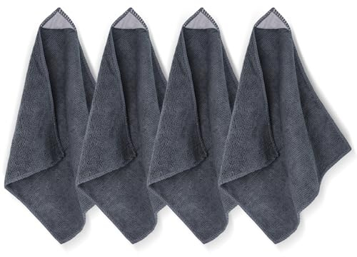 GoClimber 4 Pack Magnetic Microfiber Cleaning Cloth, Dry Erase Erasers Cleaner for Whiteboards, Blackboards, Chalkboards, Glassboards, Home, Office, School, Gray, 10'' x 9.25''