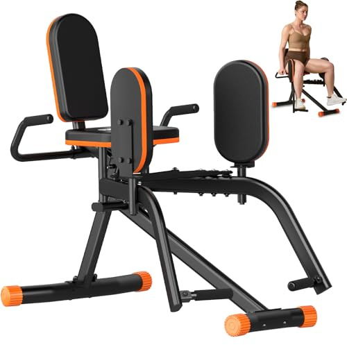 HXD-ERGO Appareil d’Abduction pour Cuisses, Fessiers et Hanches, Machine Réglable pour Hommes et Femmes, Confortable et Compact, Entraînement à Domicile (Noir et Orange)