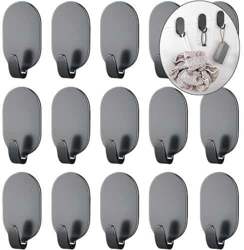 Facaihy Ganci Adesivi Bagno 15 Pezzi, Appendi Accappatoio Bagno in Acciaio Inox 304,Porta Accappatoio da Bagno Presine Cucina per Camera da Letto Soggiorno,foratura