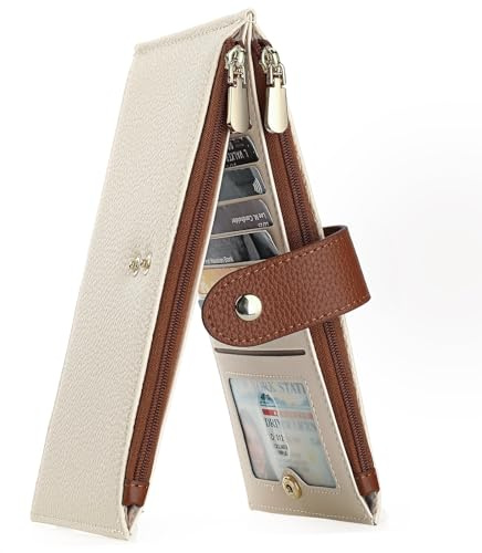 GOIACII Portafogli da donna con blocco RFID, grande, da viaggio, con porta carte di credito, B01 Beige