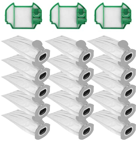 Lot de 15 Sacs d’aspirateur pour Vorwerk pour Kobold VK7 FP7, Avec 3 Filtres HEPA, Sacs à Poussière de Rechange, Accessoires Compatibles pour Kobold,Pièces de Rechange pour Aspirateur