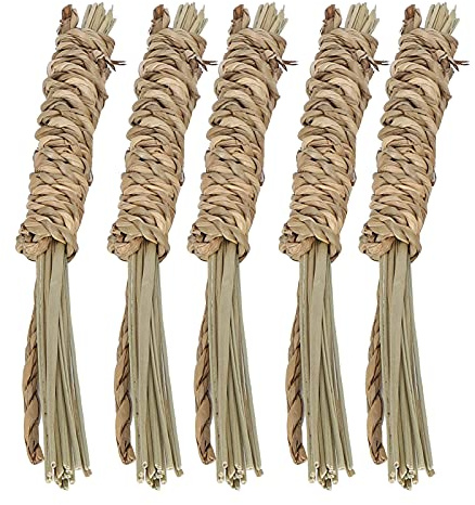 MIMEITOPA pour Petits Animaux, Jouets à mâcher des herbiers Marins naturels, pour Les Lapins Hamsters perroquets, Stick à mâcher 5 pcs, Jouets de Jeu pour Animaux de Compagnie, (Grande Corde de Corde