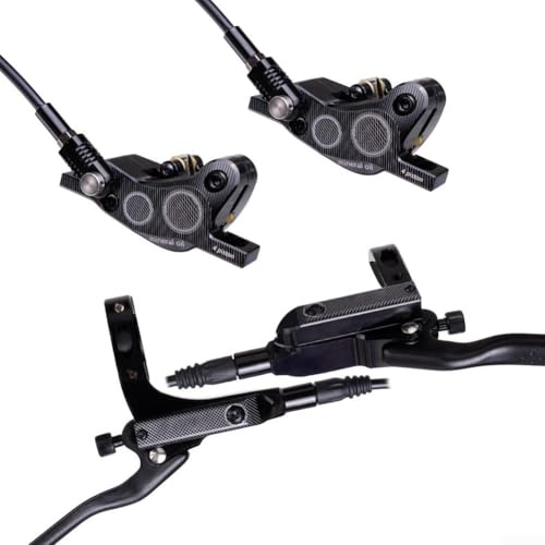 Yhenlovtt Fahrrad-Set aus Legierung, kompatibel mit Doppelkolben-Bremssätteln und 2 x 160-mm-Rotoren, Aluminium, hydraulisch für Fahrradbremse, Mountain-Bremse (links hinten)