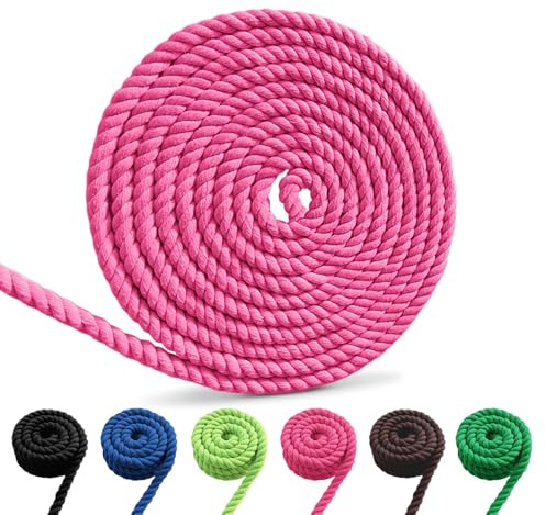 Baumwollkordel, Makramee Garn Seil, Mehrfarbige Baumwollseil Mehrgrößen für DIY, Handwerk (Magenta, 10mm 10m)