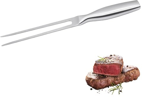 SJACXANM Fourchette a Viande, Acier Inoxydable, Fourchette à Découper Professional 27 Cm, FourchettePour Grill Non Tachetée Avec Longues Dents Pour Retourner Et Fixer (Argent)