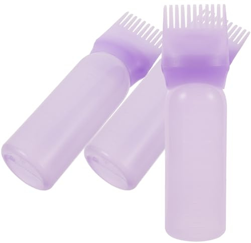Cabilock Lot de 3 Flacons Applicateurs à Peigne pour Coloration Capillaire, 100 Ml, Violet, Flacon Doseur Précis pour Racines, Usage Professionnel et Domestique, Outil Coiffure Pratique
