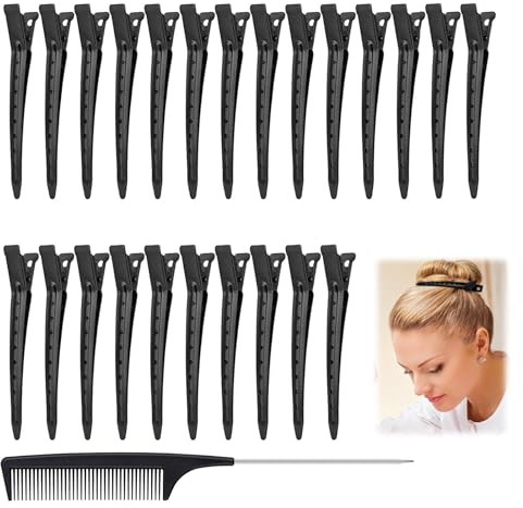 24 Stück Haarspangen Mit Kamm, 9cm Metall Abteilklammern Friseur Alligator Clips Haarclips Haarspange Haarklammern Friseurbedarf Friseur Metallklemmen Haarklemmen Friseur Haarclips