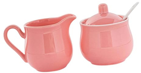 Ioensy Juego de Azucarero Y Cremera, Compuesto por Cremera, Azucarero con Tapa Y Cuchara, Rosa, Individual