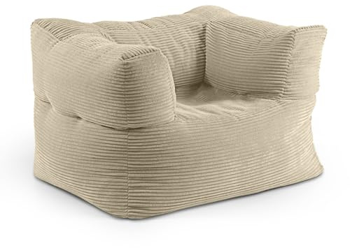 Lumaland modulär sittsäck fåtölj, manchester, 400 l för modulär soffa | perfekt match med puffpall | EPS-pärlor, saccosäck med fyllning | Inomhus lounge sittdyna tvättbar för vardagsrum, sovrum och Co