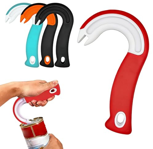 J Shaped Ring Pull Can Opener Aid, 4 Pcs Pull Helper Hook Can Opener Bottle Opener, Easy to Use Comfortable and Non Slip Ring Pull Opener for Weak Hands Tin Openers That Work
