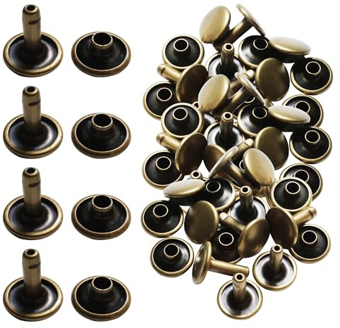 Trimming Shop Nieten mit doppelter Kappe, röhrenförmige Metallnieten für die Reparatur und den Austausch von Kleidung, zum Nähen, Lederhandwerk, für DIY-Projekte, 10 mm x 9 mm, Bronze, 100 Sets