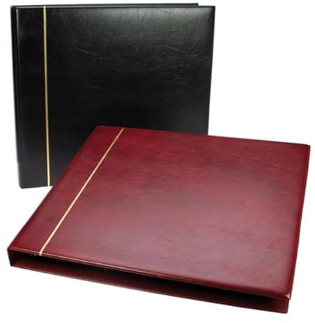 SAFE 1319 Großformatiges Postkarten-Album weinrot mit 8 weißen, 2.seitig nutzbaren Folienblättern für 96 Postkarten I 4-Ring-Mechanik I Norm-Ringabstand: 80-80-80 mm I 375 x 338 x 45 mm