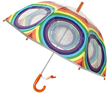 SMATI SMARTBULLE Child Umbrella Transparent Birdcage - reflective border : Windproof; Diameter=71cm; Manual opening; Girl and Boy Umbrella; Pattern: RAINBOW