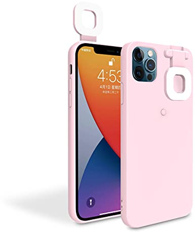 JOMAE-Shop Fill Light Phone Case,Selfie Ring Light Case Compatible with iPhone 11 Pro Case for Live Stream/Beauty/Makeup/Video,LED Illuminated Selfie Luminous Flashlight Cellphone Case Cover(Pink)
