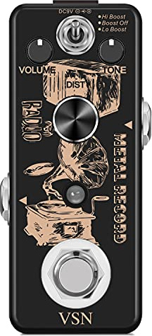 VSN Metal Distortion Pedal for Electric Guitars, 3 Working Modes, Warm Smooth Wide Range of Vintage Distortion Sound, Mini Effect Pedal True Bypass