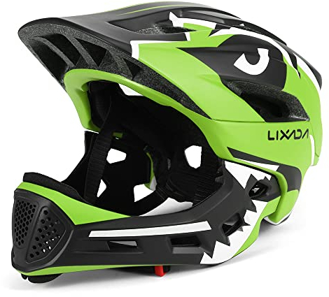 Lixada Kinderhelm Integriert Fahrradhelm Kinder Jugend Fullface Helm mit Abnehmbarem Kinnschutz BMX MTB Downhill Helm zum Radfahren Skateboarden Rollschuhlaufen
