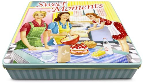 Sweet Moments Mint – Tarro para galletas, lata con texto Sweet Moments en aspecto retro con muchos detalles, apto para alimentos, volumen 1,9 l, dimensiones: 23,0 x 21,5 x 4,2 cm