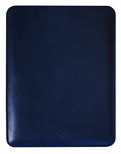 Aartedesign Schutzhülle aus echtem Leder für 13 Zoll MacBook Air/Pro 2018–2026 M1 M2 M3 M4 echtes Vintage-Leder (2018–2025) (vertikal, blau)