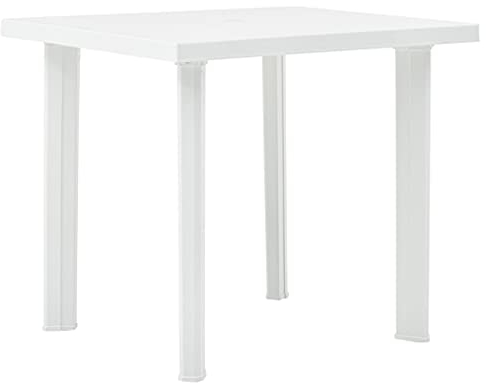 Makastle Bistrotisch 80 x 75 x 72 cm Weiß Balkontisch Garten Tisch Beistelltisch Gartentisch aus Kunststoff, Witterungsbeständig Garten Couchtisch Teetisch Terrassentisch Loungetisch