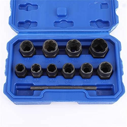 11Pcs Bolt Extractor Set, Impact Bolt & Nut Remover Set for Removing Damaged, Frozen, Rusted, Rounded-Off Bolts, Nuts & Screws (One Size 11PCS)