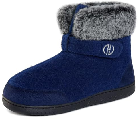 GURGER Män kvinnor toffel stövlar minnesskum husskor inomhus utomhus mjuka plysch fleece tofflor, E3 Blå, 36.5/37 EU