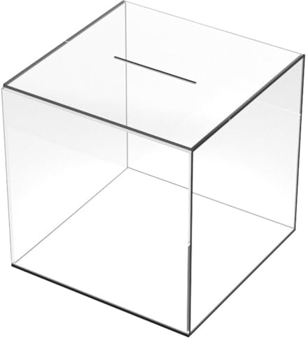 Didiseaon Clear Money Saving Box: Acrylic Piggy Bank Transparent Saving Box Square Money Jar Save Tin for Coin Cash for Adults Kids, 15x15x15cm