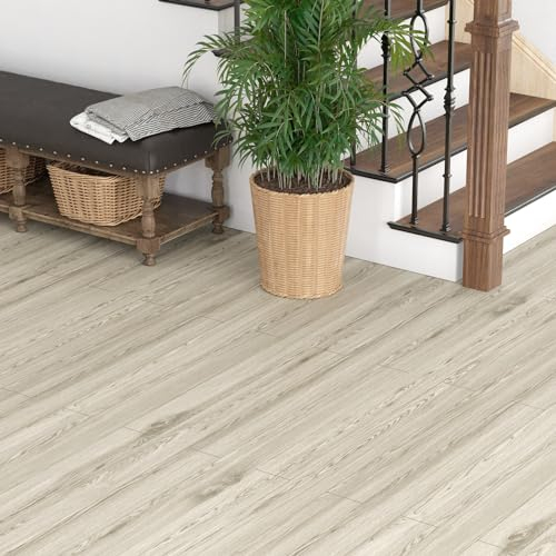 Oxdigi PVC Bodenbelag Selbstklebende 1.8m², Holzoptik Vinylboden Bodenfliesen, Verdickende Bodenaufkleber für Eingangstür, Wohnzimmer, Küche, DIY Zuschneidbar Vinyl-Fußböden 60x300 cm