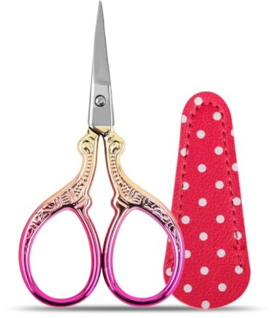 Cosysparks Liten Broderisax, Liten Hantverkssax, Rostfritt Stål, Skräddarsydd Sax, Skarp, Handarbete, Sax Med PU-skyddskåpa (Rosa)