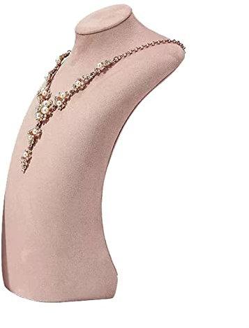 Schmuckständer aus Samt, Schmuckbüste, Porträt, Halsketten-Präsentationsbüste, Schaufensterpuppe für Einzelhandelsgeschäfte und Messen, rosa Samt, Halskettenanhänger, Schmuckständer (Größe: 29 cm)
