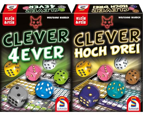 Schmidt Spiele 49424 Clever 4-Ever & 49384 Clever hoch DREI, Klein & Fein Serie, Würfelspiel für 1-4 Spieler ab 8 Jahren