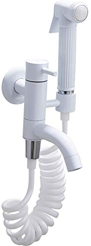 SaryEdge Stoffwindel-Sprühset, Messing, einzelnes kaltes Hand-Bidet-Sprühset, Toilettenset, weißes Toiletten-Sprühset, Wandmontage, Badezimmer-Waschtisch-Set mit Wischmopp-Waschbecken-Wasserhahn