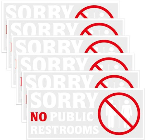 Lot de 6 panneaux de toilettes pour entreprises, 22 x 10 cm, panneaux d'interdiction de toilettes publiques pour entreprises, panneaux amovibles « Désolé »,Public Restroom Sticker Warning Signs