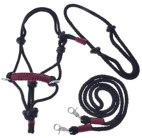 LarDen Hobby Horse Zubehör SeilSet - Halfter mit Zügel & Halsring für Größe M Steckenpferd - Maroon, Stockpferd Set, Hobby Horsing Pferd, Spielzeug Kinder, Spielpferd, Hobbyhorse