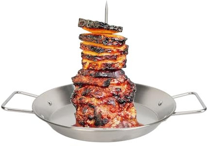 Brochette Verticale pour Barbecue, Support Vertical Brésilien en Acier Inoxydable avec Pointes Amovibles pour Tacos Al Pastor Poulet Shawarma (Avec Brosse)